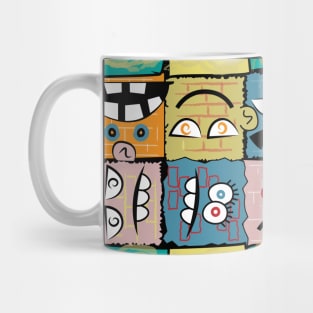 Wall of Graffiti Faces Mug